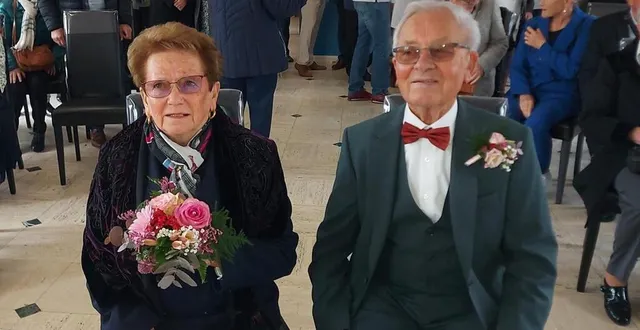 photo  marie-thérèse et henri robic ont célébré leurs noces de diamant, soit soixante ans de mariage, samedi 26 octobre 2024, à saint-georges-des-groseillers, dans l’orne.  &copy;  dr 