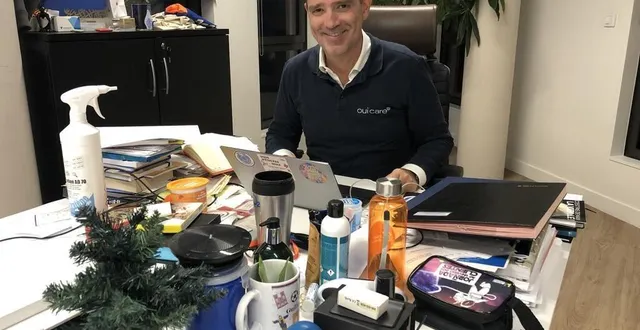 photo  guillaume richard, président du groupe oui care dont le siège social est au mans, gare sud. son bureau permanent est installé sur le bout d’une table de réunion. et cela lui va très bien.  &copy;  ouest-france 