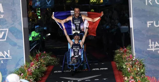 photo  les deux sarthois ont réussi l’exploit de terminer l’ironman d’hawaï le 26 octobre 2024.  &copy;  cody yamaguchi 