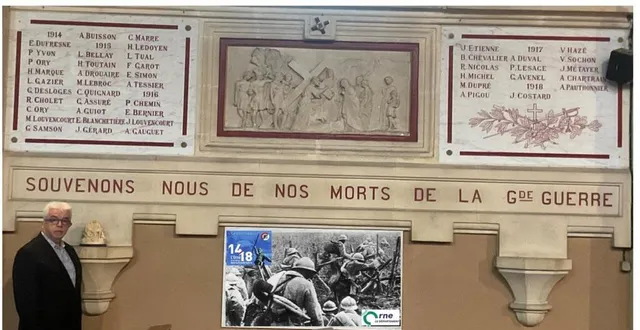 photo  les noms des enfants de la paroisse « morts pour la france » gravés dans le marbre de l’église.  &copy;  ouest-france 