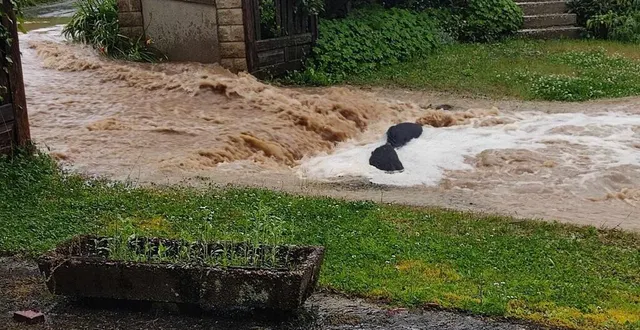 photo  des ruissellements impressionnants qui ont entraîné des coulées de boues.    &copy;  archive le maine libre 