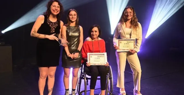 photo  noémie rhéa, laurène galmard, fanny nectoux et jennifer roulin (de gauche à droite sur la photo) sont les quatre lauréates du concert restitution du 16 novembre.  &copy;  marie froger 