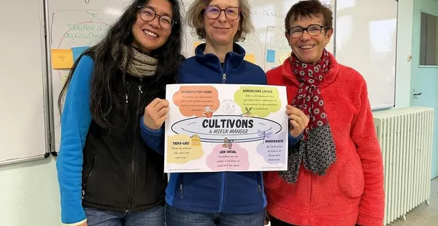photo  simone bacles-min, céline delattre et annick davy sont les trois cofondatrices et coprésidentes de l’association sabolienne cultivons le mieux manger.  &copy;  ouest-france 