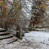 photo  la fontaine de la coudre en forêt de bercé sous la neige jeudi matin. 
