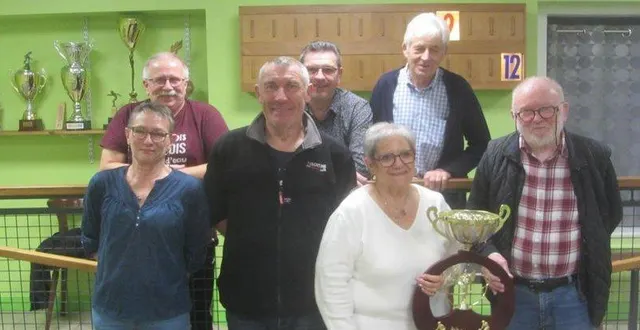 photo  dimanche, marie-reine fillon et joseph fesnard (à droite, de l’union de saint-clément-de-la-place) ont remporté (12 à 9) la finale du challenge de boule de fort, un homme – une femme, du cercle de la courtille de bécon-les-granits face à isabelle forêt et éric grimault (la concorde à savennières). au second plan, les dirigeants du cercle.la paire nicole palussière – jean-claude muraille, du cercle val de l’erdre de candé, a terminé troisième. le concours suivant, le challenge cyril-cadeau, un sociétaire un invité, a débuté le 13 novembre. la finale se disputera le 30 novembre.  &copy;  co 