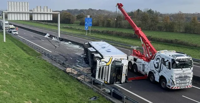 photo  début novembre, l’entreprise dépannage 3j est intervenue pour un accident sur l’a28 entre alençon (orne) et gacé.  &copy;  ouest-france 
