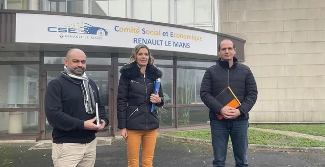 photo  de gauche à droite, arnaud samson (cfdt), sandrine busson (cfe-cgc) et mickaël mercent (cfe-cgc), tous trois membres du bureau gestionnaire du cse de renault le mans, défendent ce projet de vente du site à un promoteur immobilier.  &copy;  ouest-france 