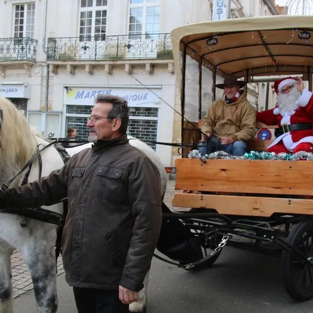photo nouveauté de cette année : des balades en calèche proposées, avec le père noël, dans le centre-ville de la flèche.  ©  ouest-france