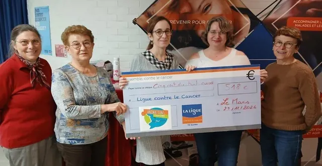 photo  un chèque de 518 € représentant les dons collectés lors de la journée « ensemble contre les cancers » de champagné vient d’être remis à la ligue contre le cancer.  &copy;  ml 