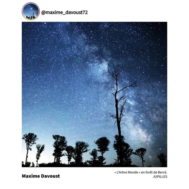 La forêt de Bercé, à Jupilles, sous un ciel étoilé. Une photo de Maxime Davoust (@maxime_davoust72). Conseil départemental de la Sarthe photo la forêt de bercé, à jupilles, sous un ciel étoilé. une photo de maxime davoust (@maxime_davoust72). © conseil départemental de la sarthe