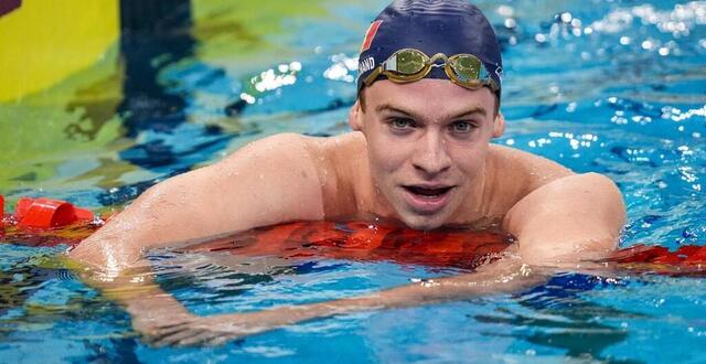 photo  sensation des jeux olympiques de paris 2024, léon marchand sera l’attraction des mondiaux de natation à singapour (11 juillet - 3 août).  ©  photo : shi tang / afp 