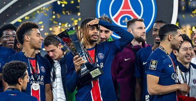 photo  bradley barcola et les parisiens auront peut-être l’opportunité d’inaugurer un nouveau format du trophée des champions dans les prochaines années.  ©  photo : noushad thekkayil/nurphoto via afp 