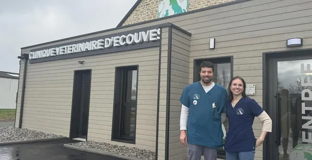 photo  florian de oliveira et cassandre thomas forment l’équipe de la nouvelle clinique vétérinaire d’écouves, à alençon.  &copy;  ouest-france 