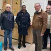 photo  visite d’un atelier du centre éducatif fermé avec de gauche à droite le maire, philippe bigot, le père zorom, le père gicquel-des-touches et jean-marc gagez, diacre. 