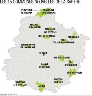 photo il y a désormais 15 communes nouvelles en sarthe.  ©  infographie le maine libre