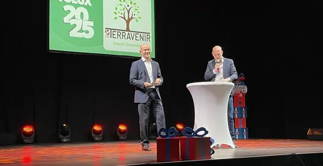 photo  vendredi 10 janvier 2025, christophe pajot, le directeur de terravenir, le pôle sabolien de ldc, a présenté ses vœux.  &copy;  le maine libre 