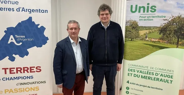 photo  frédéric leveillé, président de terres d’argentan interco, et sébastien gourdel, président de la communauté de communes des vallées d'auge et du merlerault, ont présenté leur stratégie touristique commune.  &copy;  ouest-france 