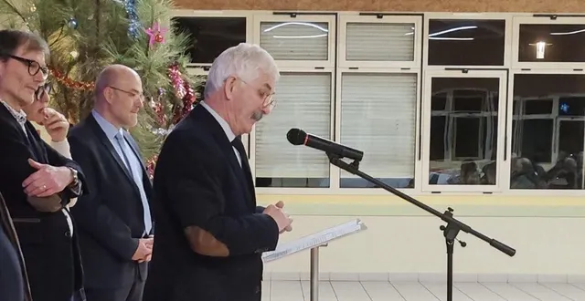 photo  joël lelarge, maire de thorée-les-pins, lors de la cérémonie de vœux vendredi 10 janvier 2025.  &copy;  ouest-france 