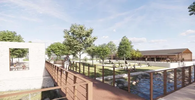 photo  un visuel de ce à quoi pourrait ressembler la passerelle pour relier la place dom-guéranger et l’îlot des lavanderies, à sablé-sur-sarthe.  &copy;  capture d’écran facebook nicolas leudière 