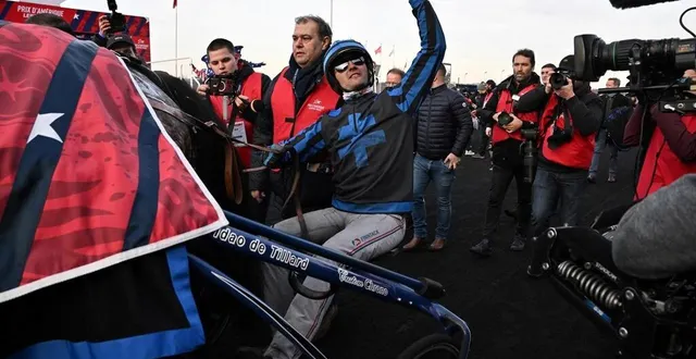 photo  le jockey clément duvaldestin et idao de tillard ont remporté le prix d’amérique en 2024.  &copy;  miguel medina / afp 