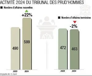 photo le nombre d’affaire traitées a augmenté en 2024.  ©  infographie le maine libre