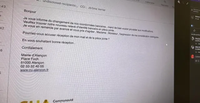 photo  la municipalité d’alençon alerte sur une opération de phishing à l’aide d’une fausse adresse de la mairie.  &copy;  ouest-france 