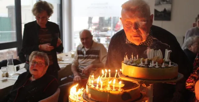 photo  le mans, janvier 2025. gaston lebouc vient de fêter ses 100 ans à la résidence washington.  &copy;  le maine libre 