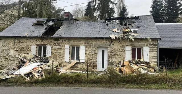 photo  une maison a été détruite par un incendie à ménil-hubert-sur-orne, dans l’orne, ce mardi 11 février 2025.  &copy;  ouest-france 
