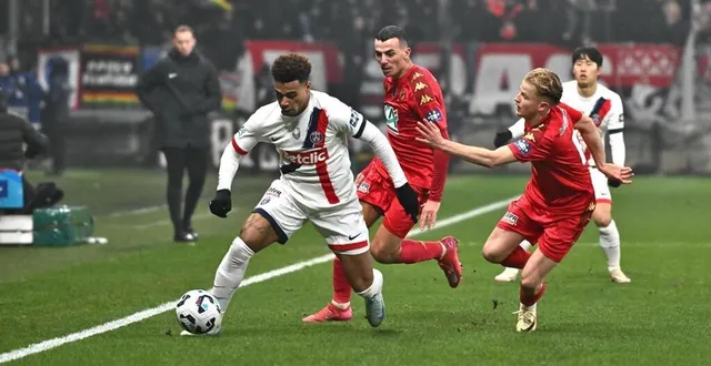 photo  le 4 février 2025, les joueurs du mans fc s’étaient inclinés 0-2 face au psg en huitième de finale de la coupe de france de football, au stade marie-marvingt.  &copy;  franck dubray / archives ouest-france 