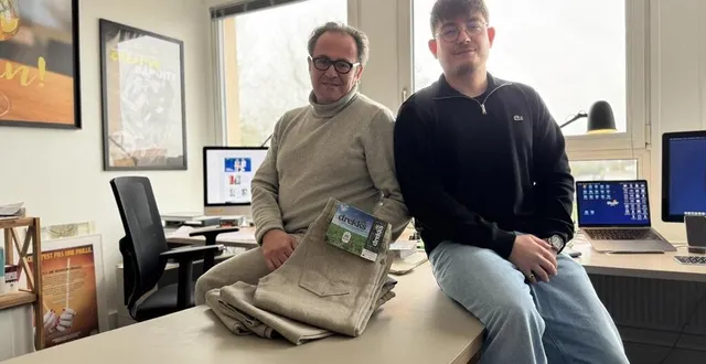 photo  jeff lubrano et hugo foubert ont participé à la commercialisation d’un pantalon en chanvre.  &copy;  ouest-france 
