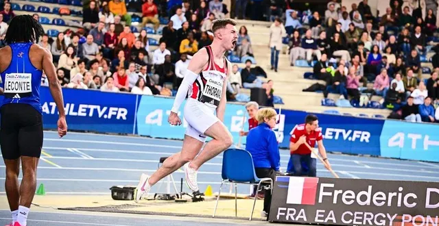 photo  antoine thoraval est devenu champion de france du 60 m, ce samedi 22 février.  &copy;  stadion actu/maxppp 