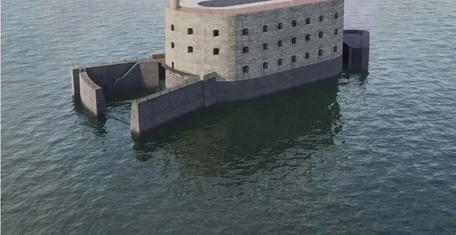 photo  une modélisation 3d des futurs ouvrages de protection du fort boyard, en charente-maritime. l’édifice, fragilisé par la houle, fait l’objet d’une vaste opération de restauration et de protection.  &copy;  groupe etpo - architecture patrimoine - brl ingénierie 