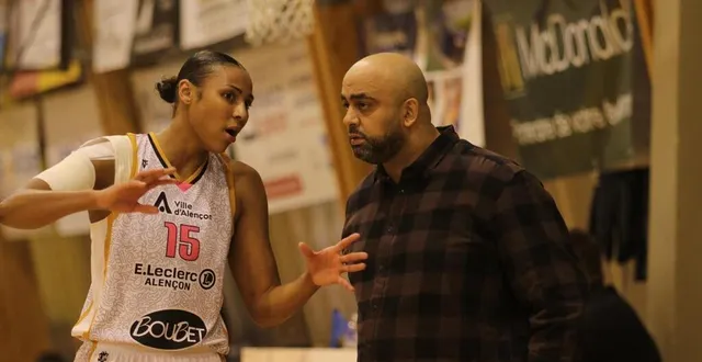 photo  marie rosché-pellin, ici aux côtés de fayssal rhennam lors de la saison 2023-2024, a fait son retour à alençon cette semaine afin de renforcer le secteur intérieur et pallier l’absence de longue durée de bintou moctar.  &copy;  archives nathalie douley 