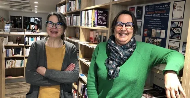 photo  delphine massart et fabienne boidot forget, les deux libraires de la librairie le bruit des mots à la flèche (sarthe), organisent une journée consacrée aux livres à l’occasion de la remise du prix du 3-mars, ce dimanche 2 mars 2025.  &copy;  ouest-france 