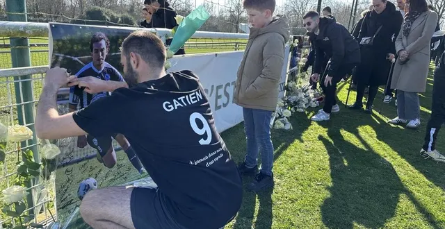 photo  au stade de spay dans la sarthe, un hommage a été rendu, dimanche 2 mars 2025, à gatien, jeune footballeur de 24 ans tué dans un accident de la route au mans, le 19 février 2025.  &copy;  ouest-france 