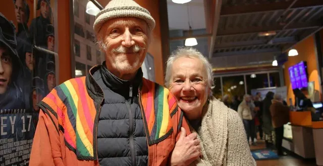 photo  rufus et maryvonne schiltz, les interprètes principaux de « sois gentil », étaient mardi soir au cinéma le maingué à segré.  &copy;  co – marie-hélène moron 