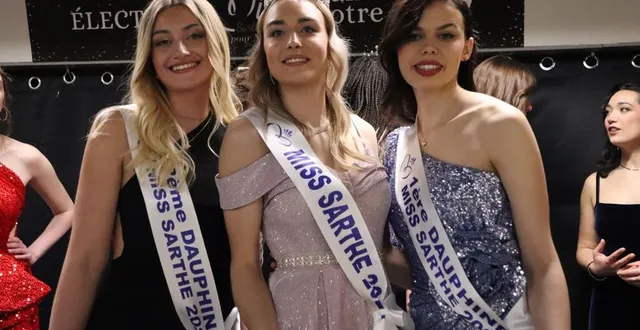photo  emile lagrue (2e dauphine) et madeline ardouin (1re dauphine) entourent gwladys ancelot, miss sarthe 2025.  &copy;  ouest-france 