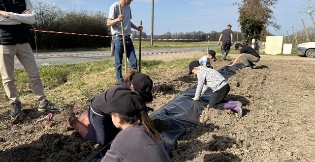 photo  les élèves d’une classe de cm1 / cm2 ont planté des arbustes à chenu.  &copy;  le maine libre 