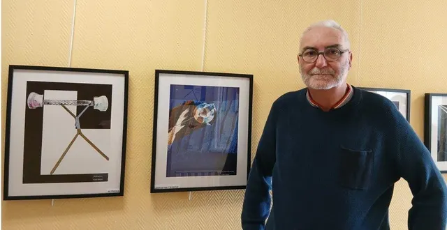 photo  jean evelyse devant quelques-unes des illustrations photographiques qu’il présente à l’ehpad henri-raimbault.  &copy;  co 