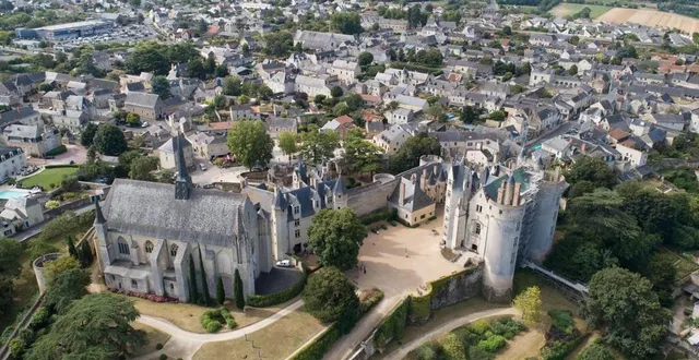 photo  une vue aérienne du château et du village de montreuil-bellay.  &copy;  franck dubray/ouest france 