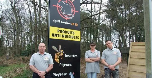 photo  en marge de ses activités de lutte contre les nuisibles, la famille floquet (franck, le gérant, christelle, au magasin et valentin, intervenant) a ouvert la boutique pan. .  &copy;  ouest-france 