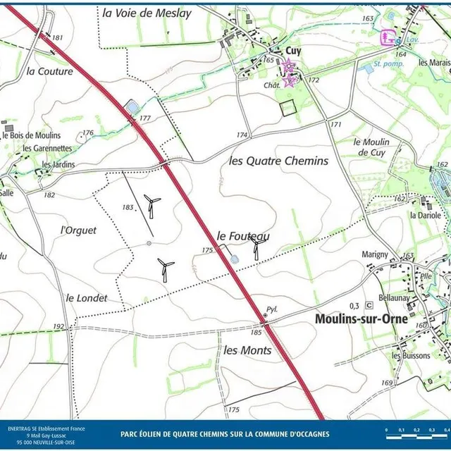 photo le projet d'implantation des trois éoliennes à occagnes.  ©  enertrag