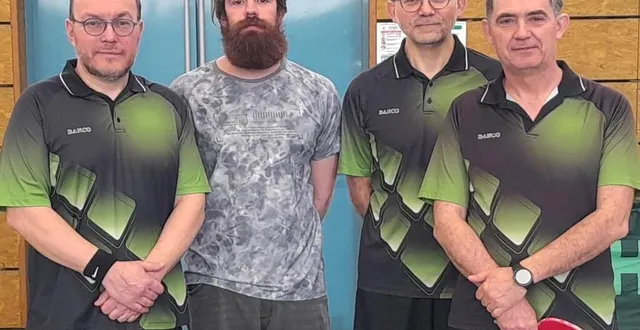 photo  l’équipe 2 en d4 : olivier lefebvre, samuel prunier, david poussier et olivier modat.  &copy;  ttc du pays de sillé. 