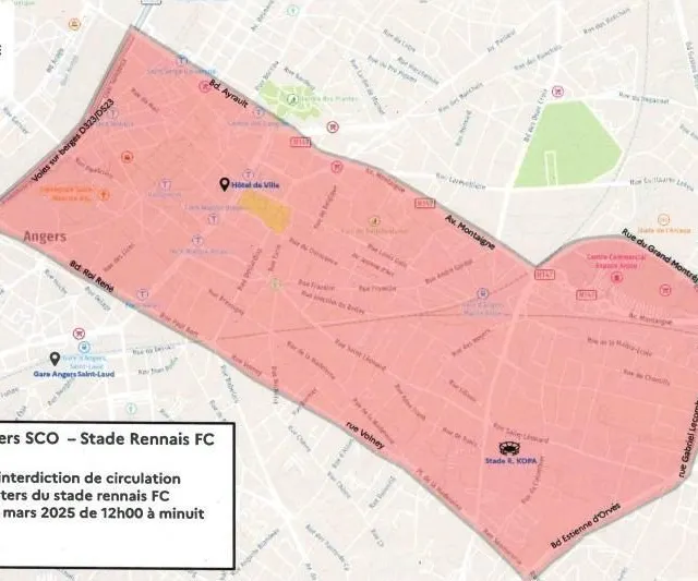 photo toute personne se prévalant de la qualité de supporter du stade rennais ou se comportant comme tel est interdite dans ce périmètre.  ©  préfecture de maine-et-loire