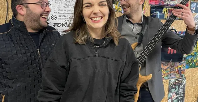 photo  romain huet, laure madelaine et valentin guesnon (le bassiste gaëtan hochet est absent).  &copy;  le maine libre 