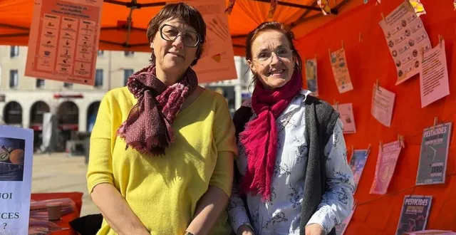photo  la docteure poirier garcia et la docteure besnard étaient présentes place de la république, au mans, ce samedi 29 mars 2025, pour sensibiliser les passants sur les dangers des pesticides.  &copy;  ouest-france 