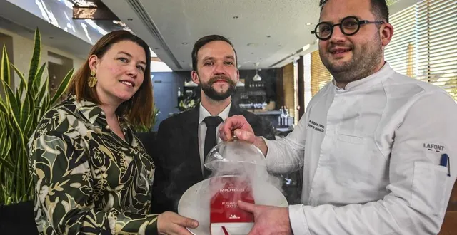 photo  le mans, jeudi 27 mars 2025. l’auberge de bagatelle conservera-t-elle son étoile au michelin ? élodie brusschaert, benjamin hervé et le chef jean-sébastien monné seront fixés ce lundi.  &copy;  le maine libre - denis lambert 