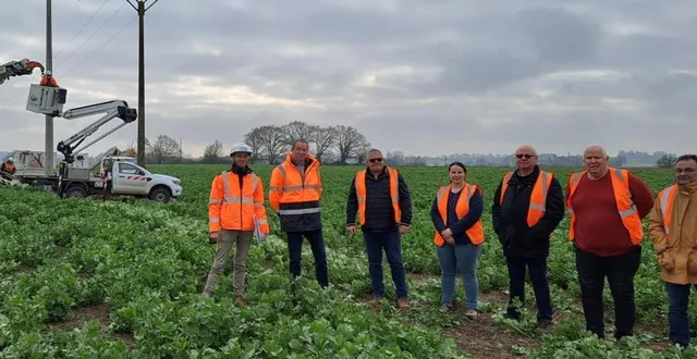photo  les élus locaux étaient invités à un chantier d’enedis, à thoigné, pour mieux comprendre les enjeux pour le territoire.  &copy;  ouest-france 