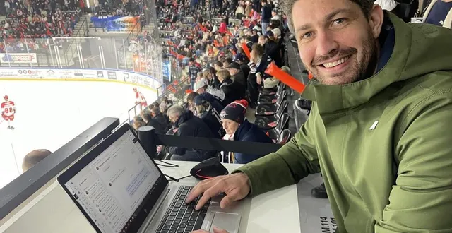 photo  julien albert, consultant d’ouest-france mercredi soir à l’iceparc.  &copy;  rb 