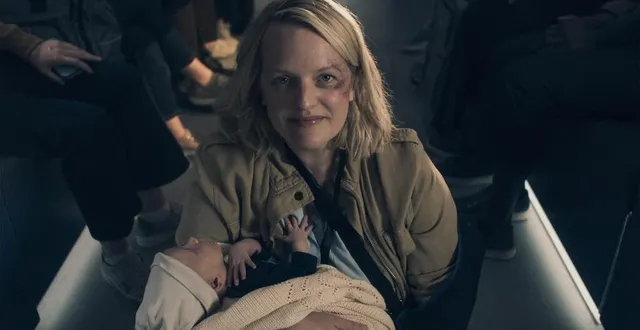 photo  elisabeth moss (june) dans l’ultime saison de « the handmaid’s tale ».  &copy;  2025 hulu/mgm television entertainment inc and relentless productions 